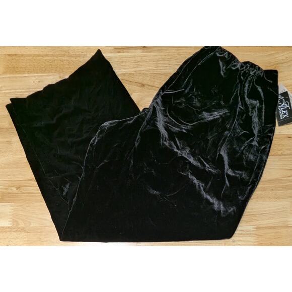 Alex Evenings Pants Womens 3X Black Velvet Pull On Wide Leg Dressy Party Plus - Picture 4 of 10